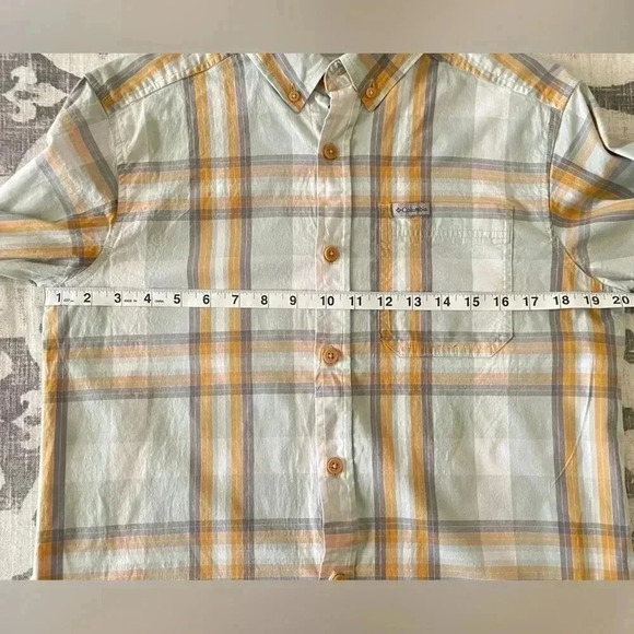 Columbia Men’s Long Sleeve Button Down Plaid Orange & Gray SZ S - Picture 6 of 6